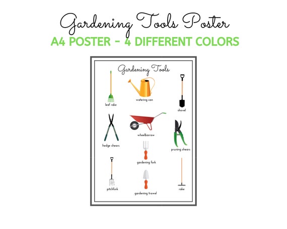 Gardening Tools Poster Etsy