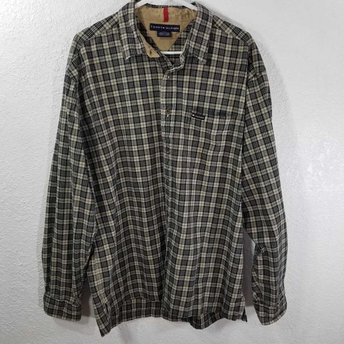 Tommy Hilfiger Dress Shirt XL Vintage Plaid Checks Long Sleeve | Etsy