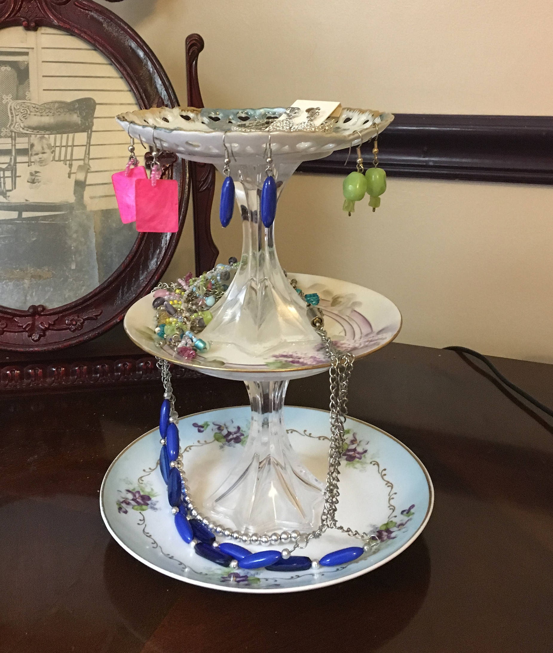 Jewelry Stand Jewelry Tray Dressing Table Vintage Plates Etsy