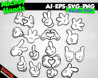 Hands Mickey Mouse svg silhouette stencil file cricut vector cut file cutting file eps vector files
