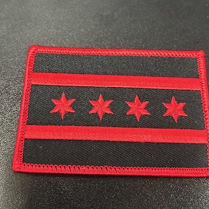 Stadt Chicago Chicago Flagge Aufnäher Rot und Schwarz