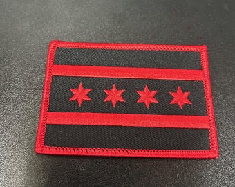 City of Chicago Illinois Flag Patch Red and Black