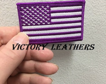 Purple & White American Flag Patch