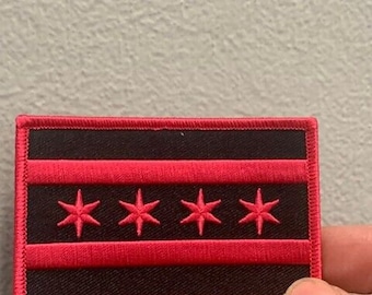 City of Chicago Illinois Flag Patch hot pink