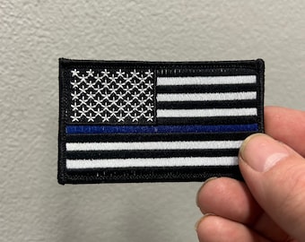 Amerikaanse vlag met blauwe lijnpatch 3,25 x 2 inch