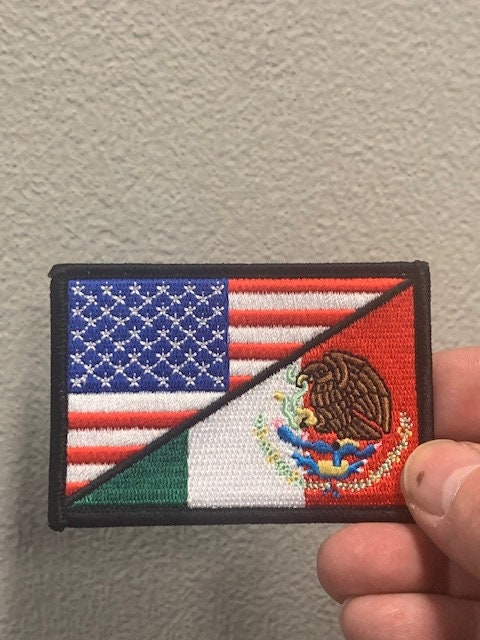 Vintage Mexico Patch - Shield w/ Mexican Flag - Embroidered - Cut Edge