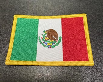 Mexico Flag patch with gold boarder