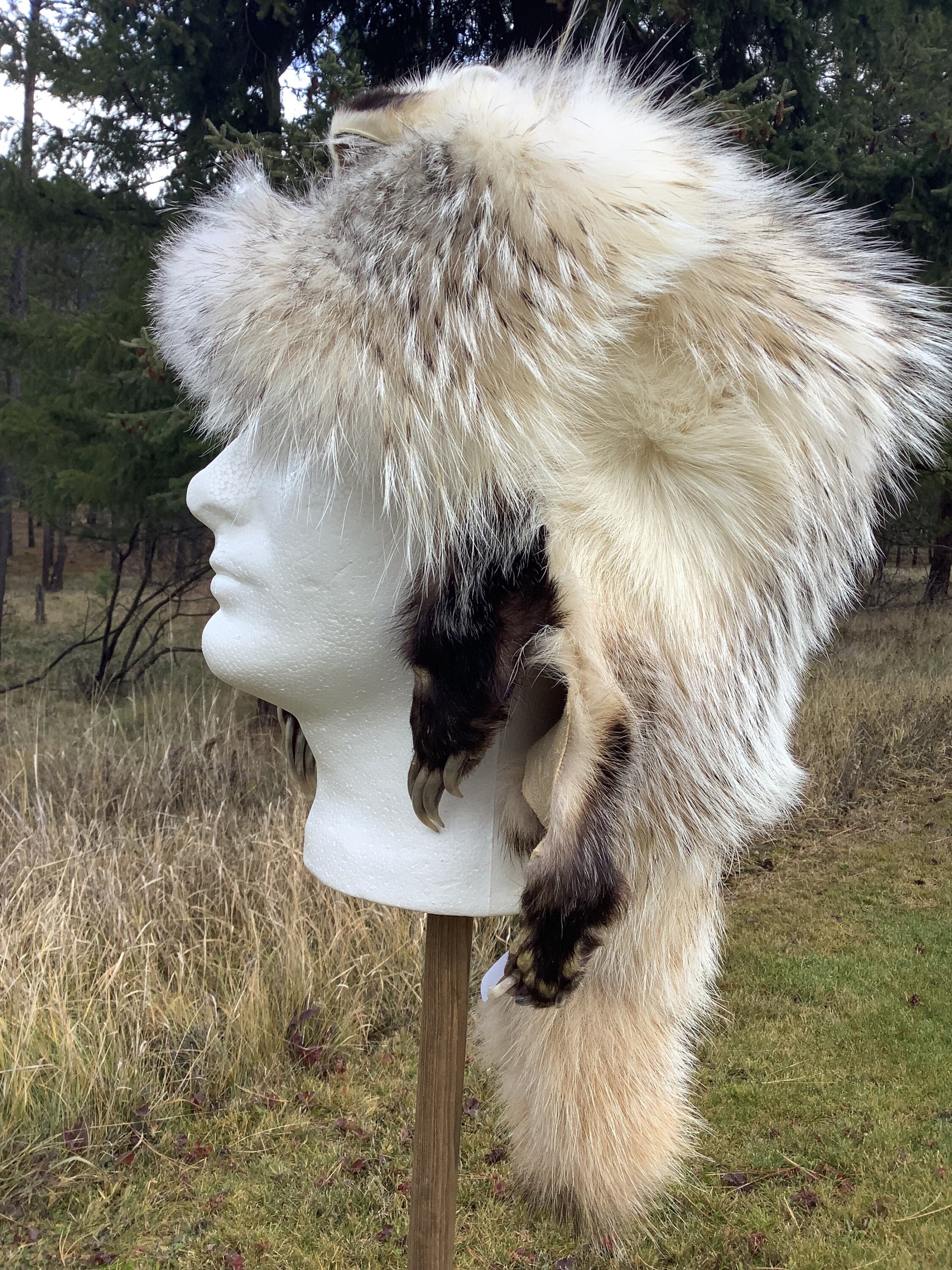Badger Mountain man Style Fur Hat With Face Legs Claws and Tail. Etsy UK