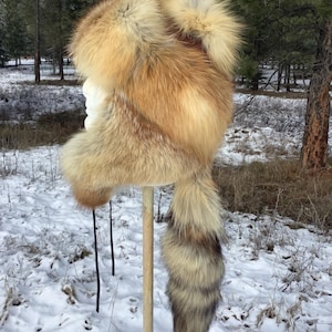 Red Fox Mongolian style fur hat