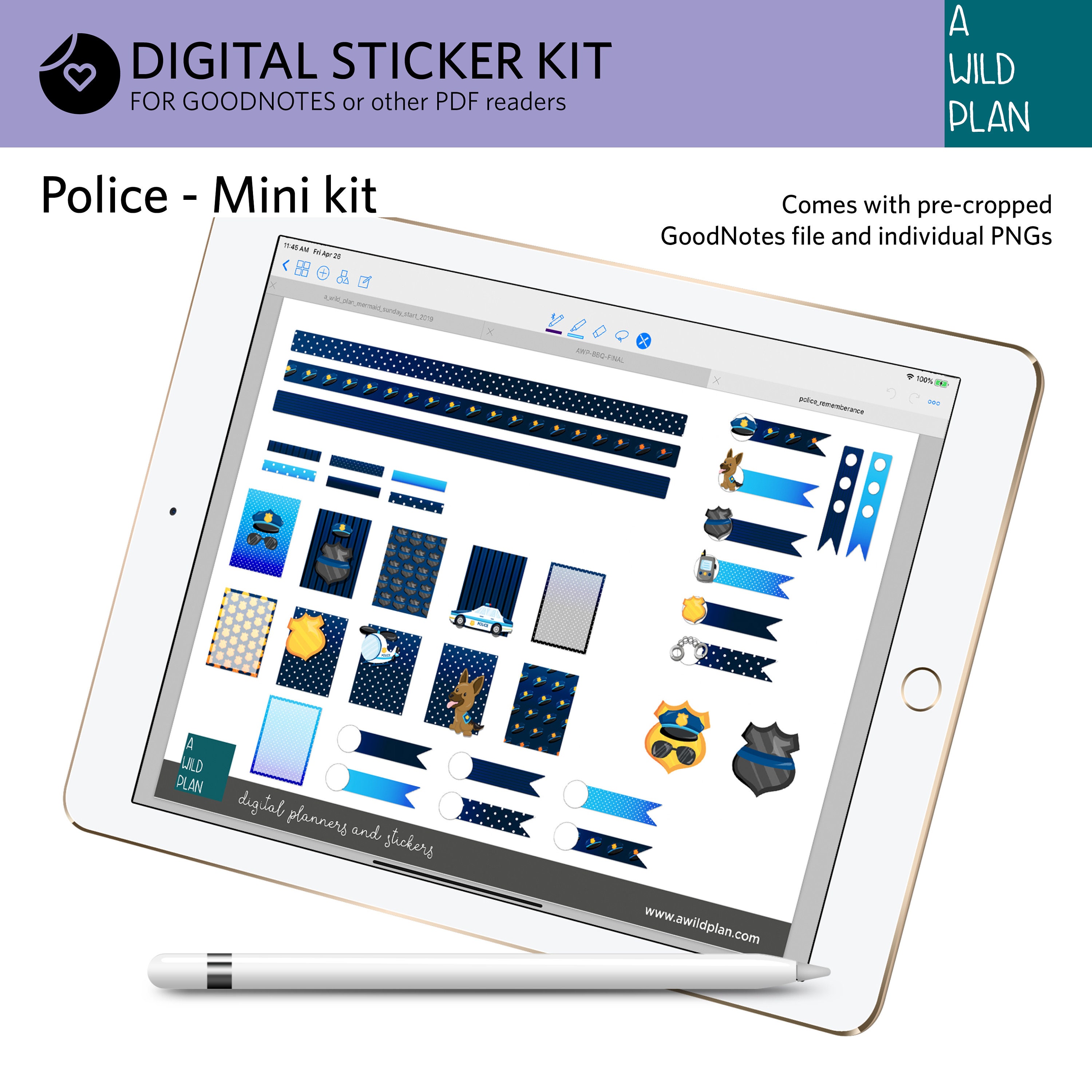 Goodnotes Planner Police Digital Sticker Kit for iPad & Tablet - Etsy