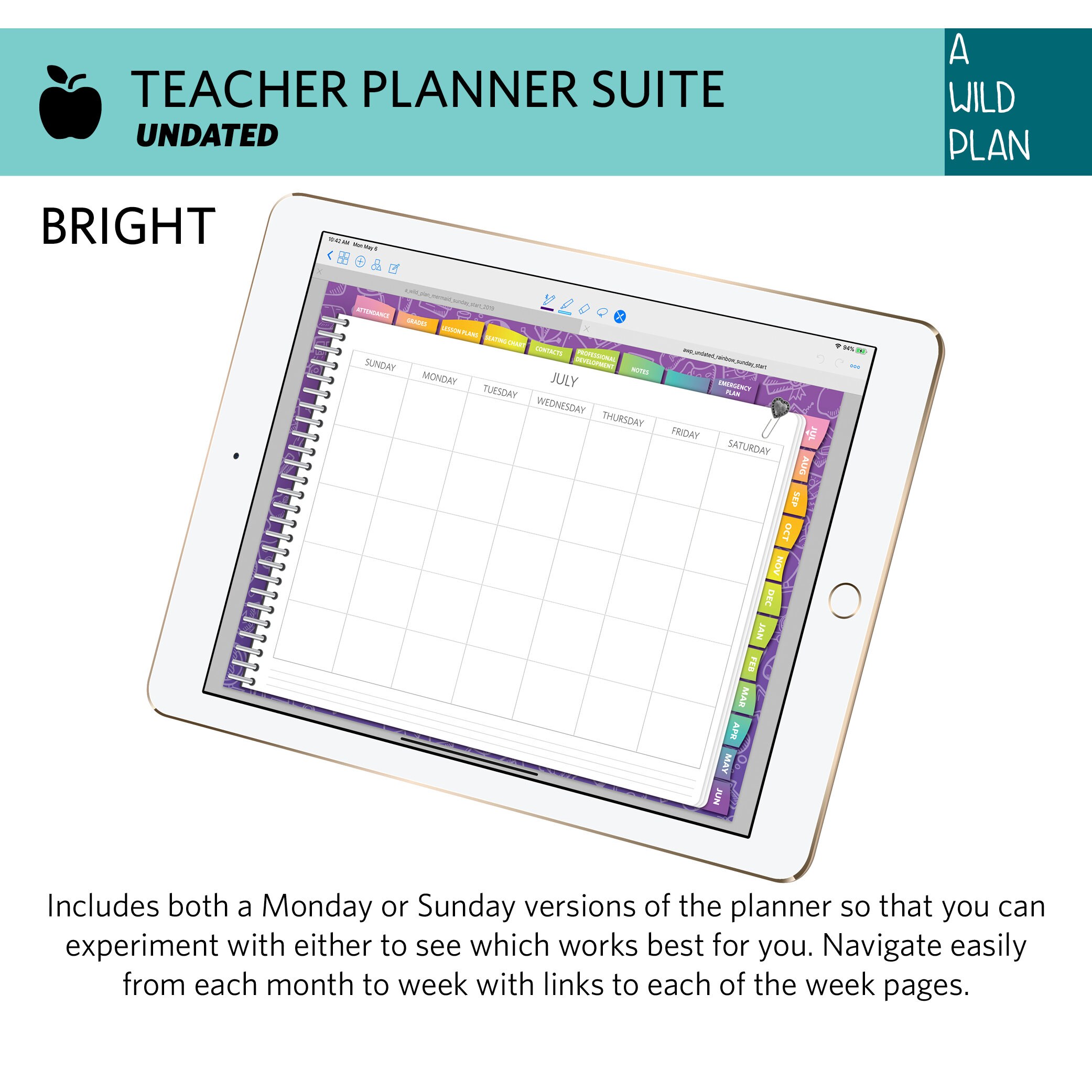 GoodNotes Teacher Planner digital planner undated monthly/ Etsy