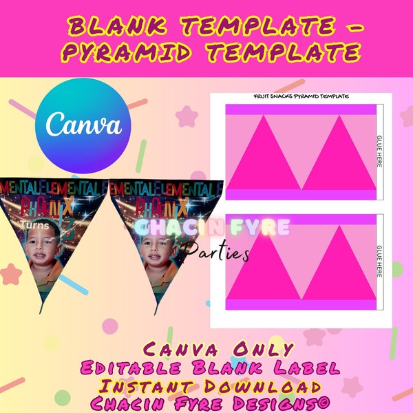 Blank Pyramid Template- DIY Pyramid Template - Fruit Snack Template- Ring Pop Template- Party Favor Templates