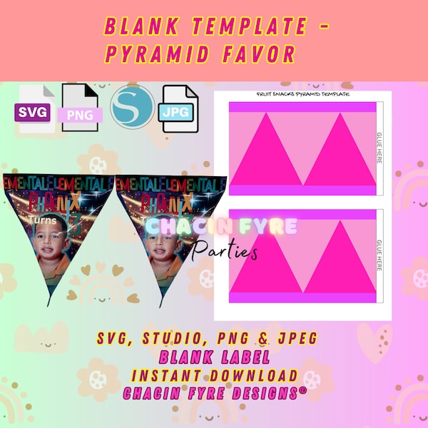 Blank Pyramid SVG Template- DIY Pyramid Template - Fruit Snack Template- Ring Pop Template- Party Favor Templates