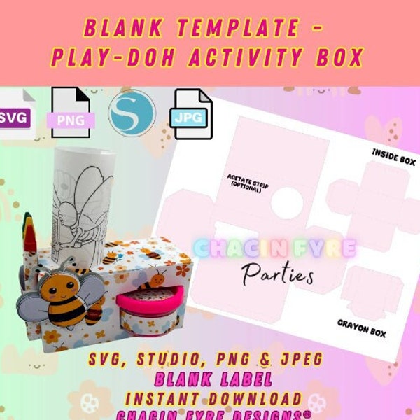 Szablon pudełka aktywności Play-Doh-pudełko PlayDoh-pudełko do kolorowania Playdoh-szablon upominków na przyjęcie-szablon upominków na przyjęcie Play-doh-pudełko aktywności DIY