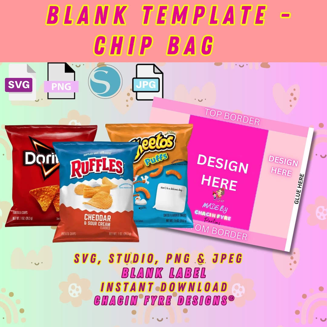 Blank Chip Bag Template Chip Bag SVG Instant Chip Bag Studio Editable ...