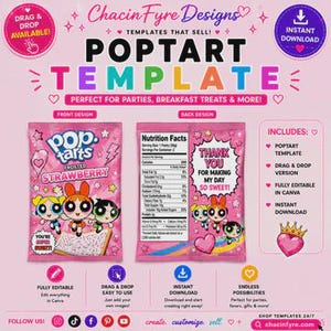 Pop-Tart Canva Template – Breakfast Treat Favor DIY (Digital Download)