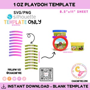 Play-Doh Template - Playdoh Party Favor Template - Play-Doh DIY - SVG Blank Template - Blank Party Favor Template