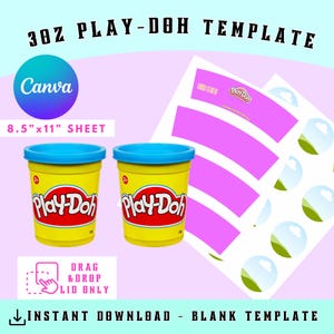 3 oz Play-Doh Canva Vorlage - Playdoh Party Favor Template - Play-Doh DIY - Canva Blanko-Vorlage - Bearbeitbare 3 oz Play-Doh Blanko-Vorlage