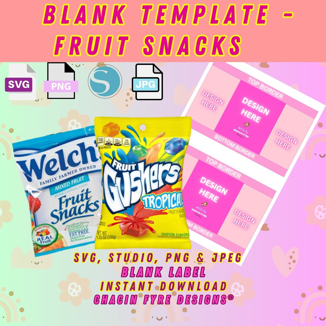 Fruit Snacks Template Fruit Snack DIY SVG Blank Template Blank Party