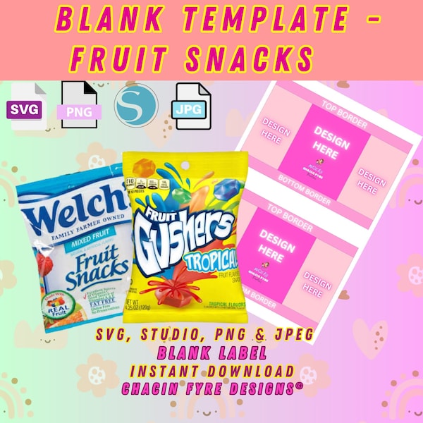 Fruit Snacks Template - Fruit Snack DIY - SVG Blank Template - Blank Party Favor Template