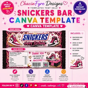 Snickers-Vorlage - Leere Snickers-Vorlage - 1.86 oz Snickers-Vorlage - Snickers Canva-Vorlage