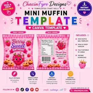 Mini Muffin Template- Canva Muffin template- Canva Template