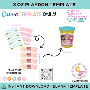3 oz Play-Doh Canva Template - Playdoh Party Favor Template - Play-Doh DIY - Canva Blank Template - Editable 3oz Play-Doh Blank Template