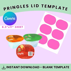 Modello per coperchio Pringles vuoto - Modello Canva per coperchio Pringles - Modello Canva modificabile per coperchio Pringles - Modello vuoto per bomboniere