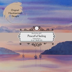 Peaceful Sailing Aquarell Scrapbooking Papiere, 12x12 Digital Paper Pack, Junk Journal Papier, Scrapbook Papier, bedruckbares Papier, JPG