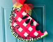 Gingham Watermelon Door Hanger Summer Door Hanger Free Personalization