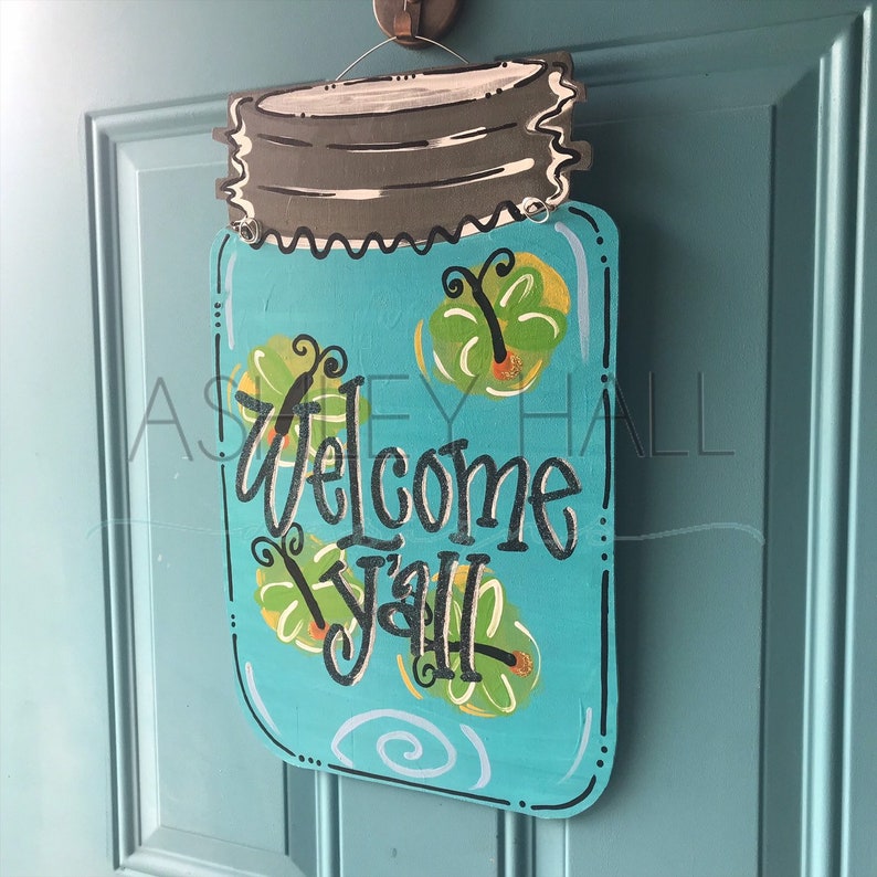 Lighting Bug/Firefly Y'all Mason Jar Door Hanger Etsy