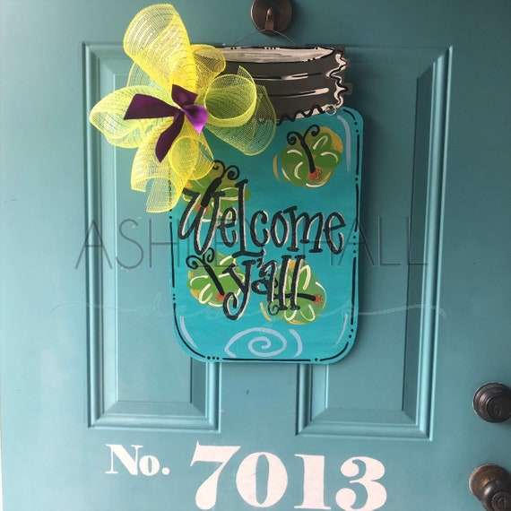 Lighting Bug/Firefly Y'all Mason Jar Door Hanger Etsy