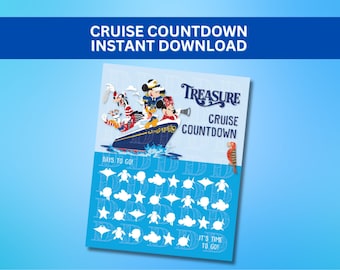 Cruise Line Treasure 30-Day Countdown Coloring Sheet Printable Download - 8.5" x 11"