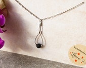 Gitarrensaiten Lavastein Halskette Kette Lava Naturstein Guitar string necklace Stone Stein Silber Geschenk Gift schick perle schwarz rock