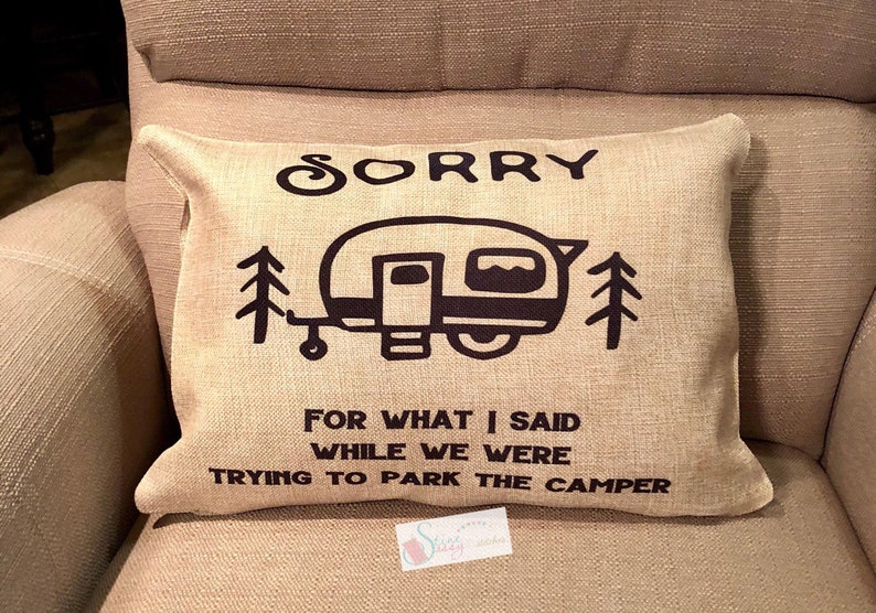 Camping Pillow Pillow with insert Camping Pillow Decor Sorry Etsy