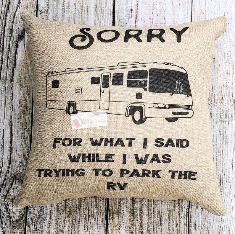 Camping Pillow RV Decorative Throw Pillow Faux Burlap Pillow Etsy