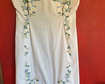 woman's dress made from an embroidered cotton tablecloth size medium