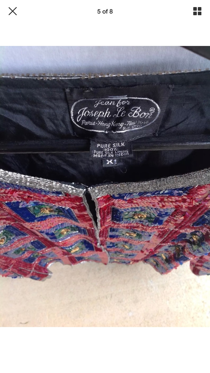 Jean Joseph Lebon Silk Sequins Art Decco Evening Jacket XL