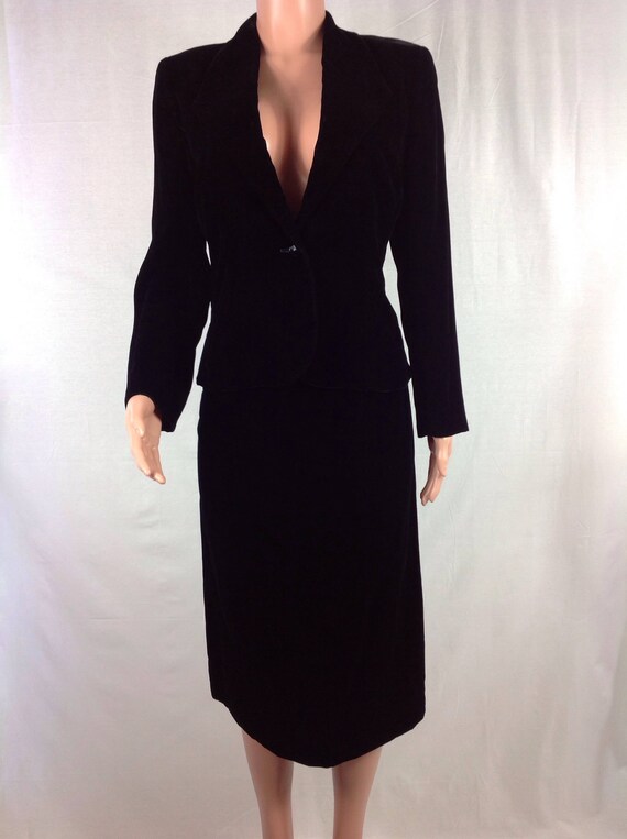 Vintage 1970's Mollie Parnis Velvet Skirt and Blaz
