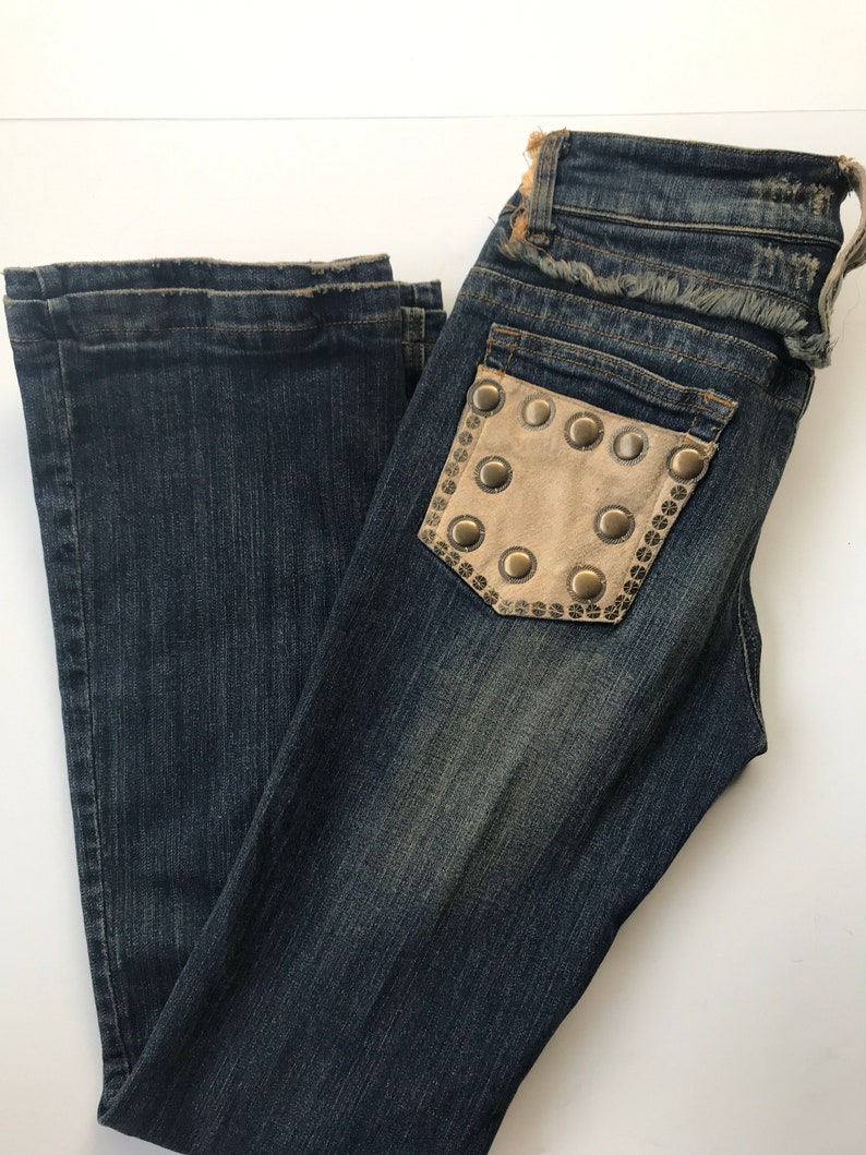 Dolce Cabo Fur Trim Studded Jeans M