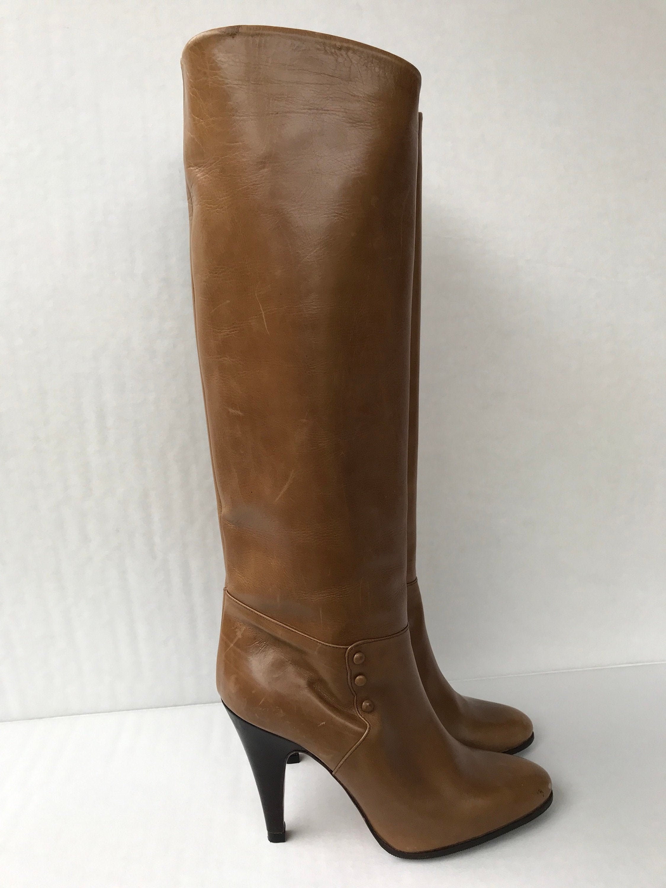 Vintage Marmoloda made in Italy Leather Knee High Boots 8 | Etsy