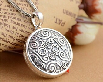 Handmade 925 Sterling Silver Round Locket Necklace For Hair, Photo, Keepsake Etc