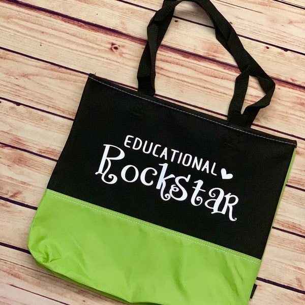 Educational Rockstar Tote Bag/ Educational Rockstar Tote Bag/Teacher Gift Bag/Teacher Bag/Teacher Christmas Gift/End of School Gift