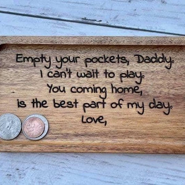 Rectangle Daddy Pocket Change Dish / Best Part of My Day Ring Dish / Father's Day / Gift for Dad from Kid / Nightstand bowl / Accessory bowl