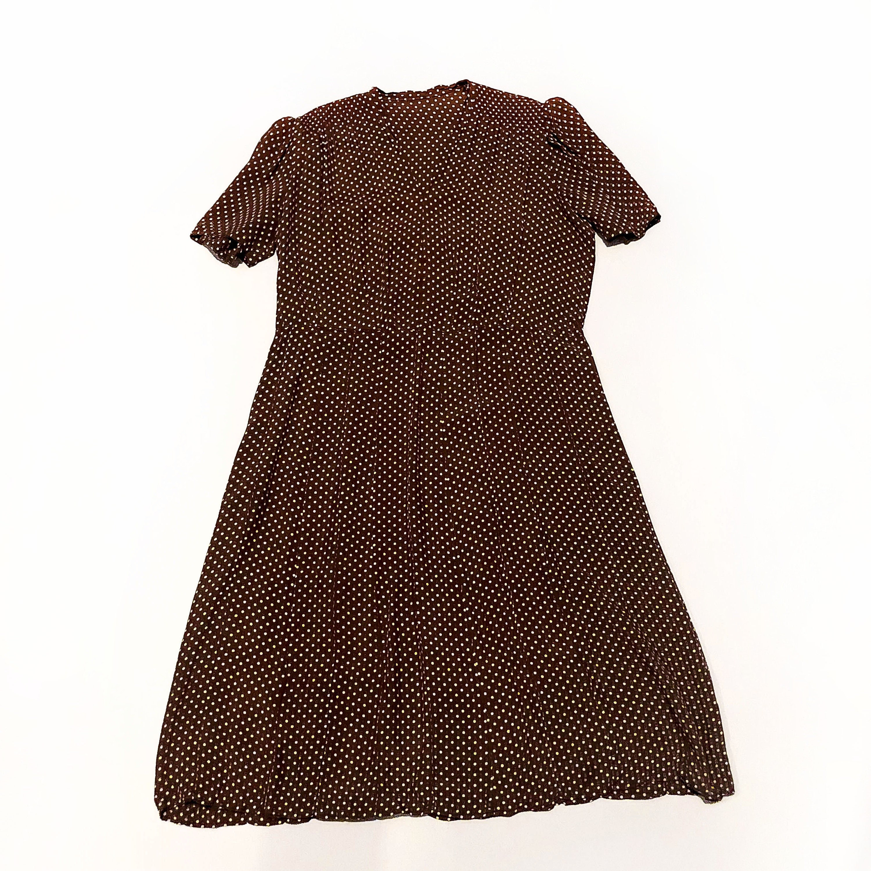 brown and white spotty dress