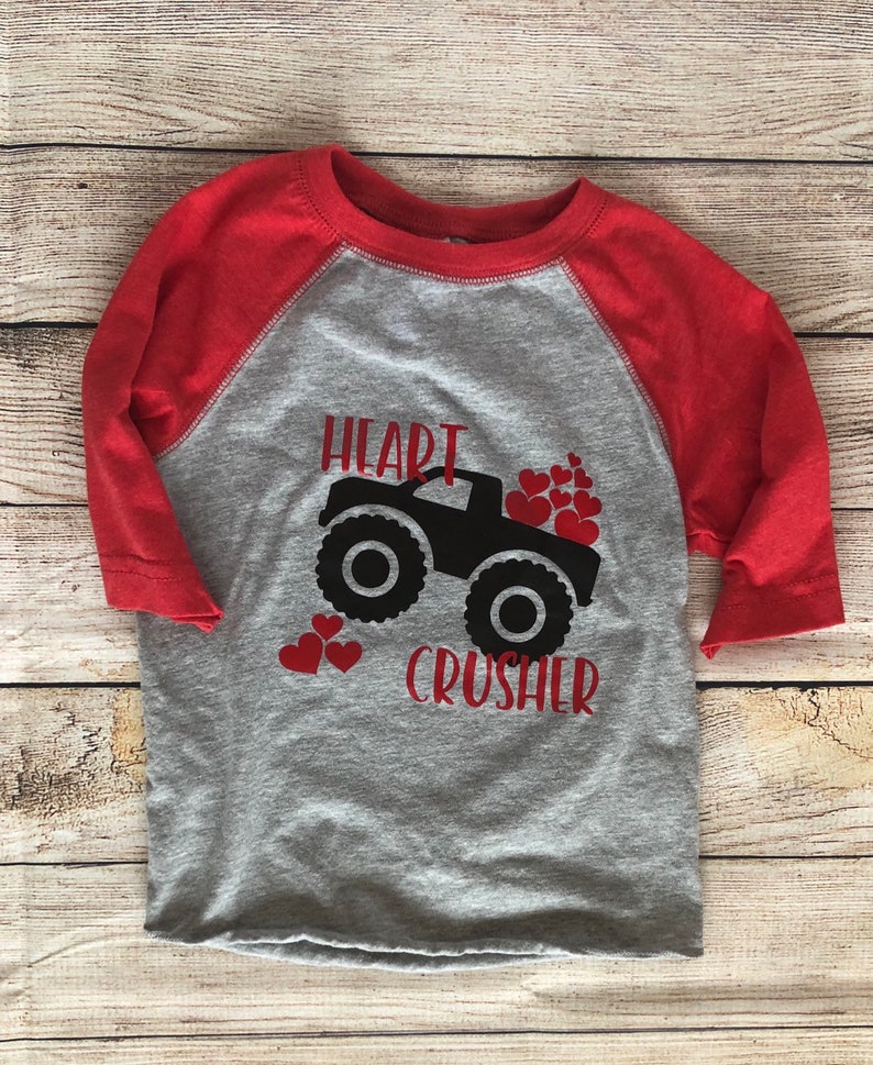 Heart Crusher Monster Truck Valentine Shirt for boys/Boy | Etsy