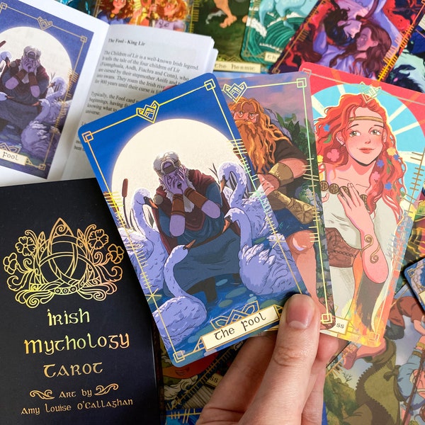Cartes de tarot de la mythologie irlandaise, jeu de 22 cartes des arcanes majeurs peintes à la main