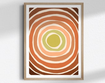 Minimalist Abstract Sun Digital Printable Wall Art - Boho 70's Midcentury Modern Print