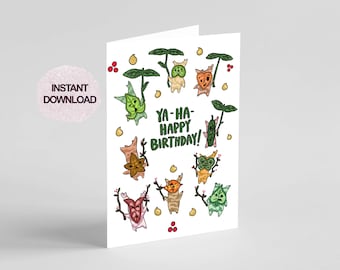 Printable Korok Birthday Card - Legend of Zelda Breath of the Wild Tears of the Kingdom - INSTANT DOWNLOAD