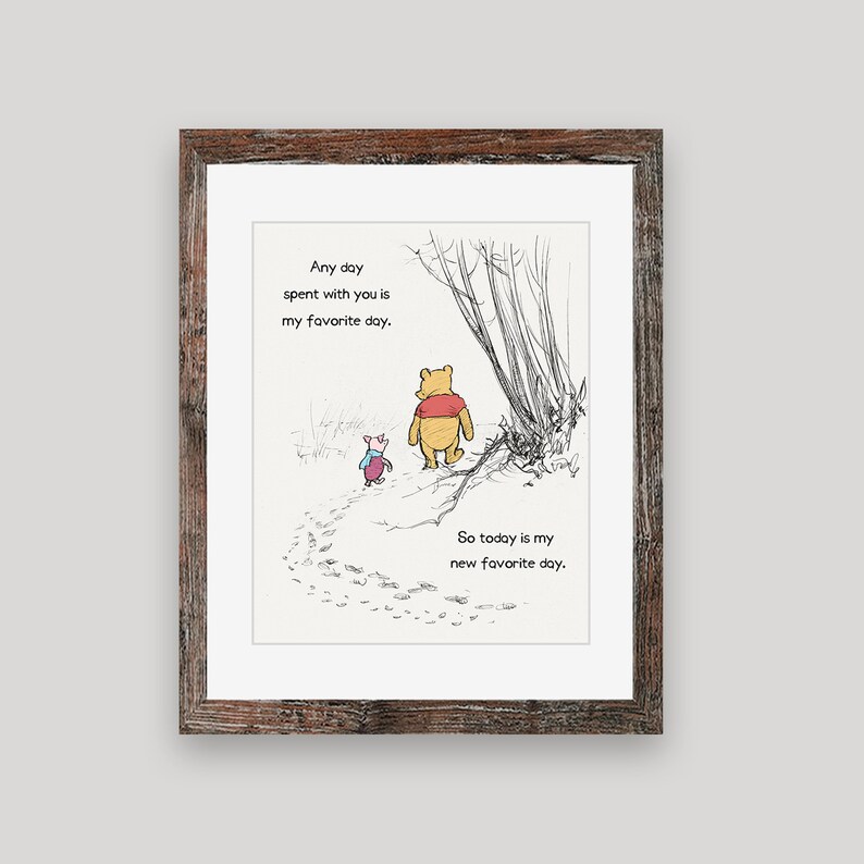 Winnie the Pooh Artwork, My New Favorite Day Art Print, Nursery Wall